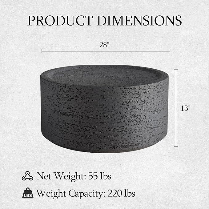 UPHA Outdoor Round Coffee Table, Small Modern Minimalist Accent Tables, Low L...