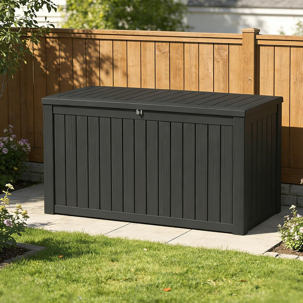 180 Gallon Outdoor Storage Box, Large Resin Deck Box for Patio Cushions, Gard...