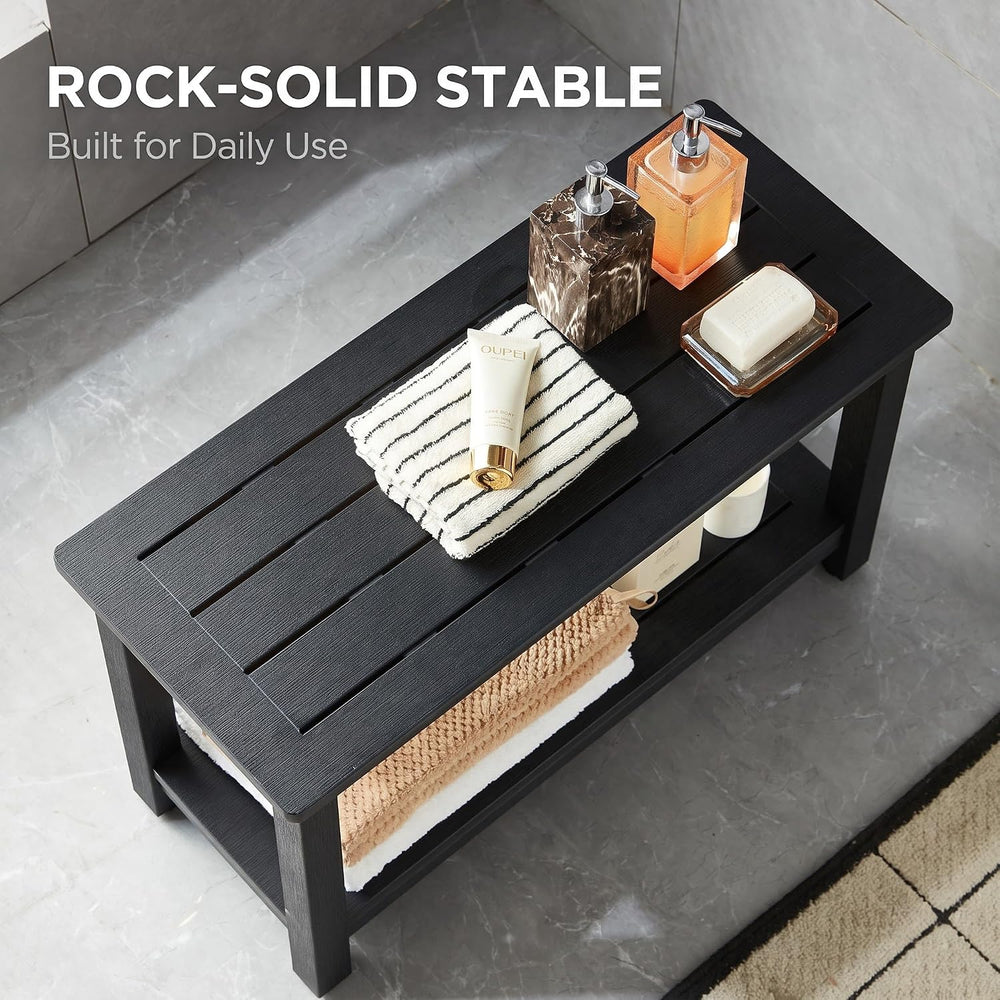 30'' Waterproof Shower Stool, Poly Lumber Shower Bench Seat for Shavi...