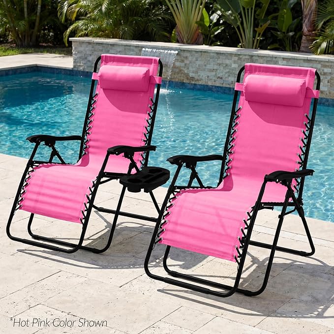 Best Choice Products Set of 2 Extra Wide Adjustable Steel Mesh Zero Gravity L...