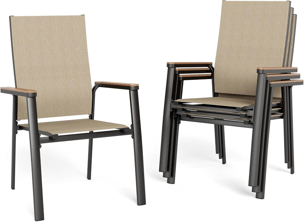 Sophia & William Patio Dining Chairs Set of 4, Stackable Aluminuum Frame