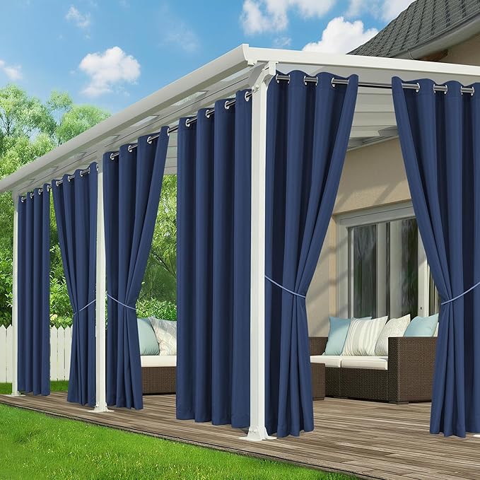 Outdoor Curtains for Patio Waterproof - 6 Panels Privacy Weatherproof Outside...
