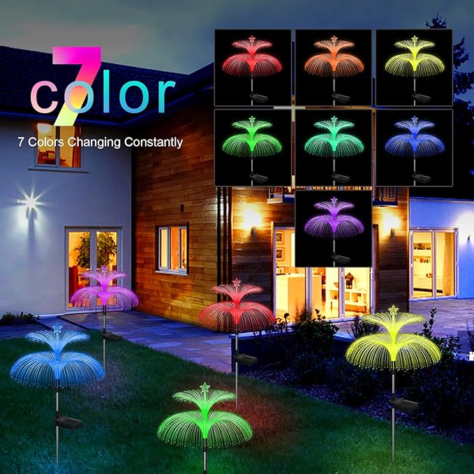 Solar Garden Lights 6 Pack New Upgraded Solar Lights Outdoor Waterproof 7 Col...