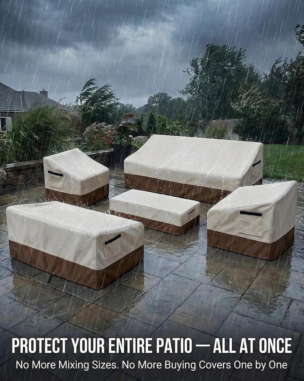 5 Piece Patio Furniture Cover Set, Waterproof Outdoor Furniture Covers for 3-...