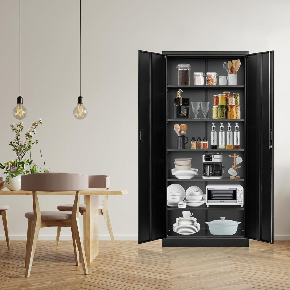 Metal Storage Cabinet, 71”H Metal Garage Cabinet with 5 Adjustable Shelves, L...