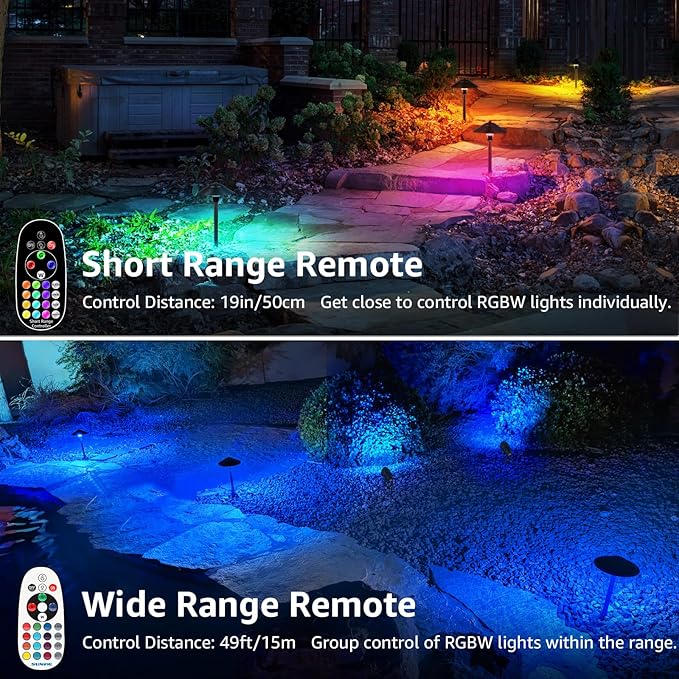 SUNVIE All-in-One RGBW Landscape Lighting Kit, 8 Pack Color Changing Low Volt...