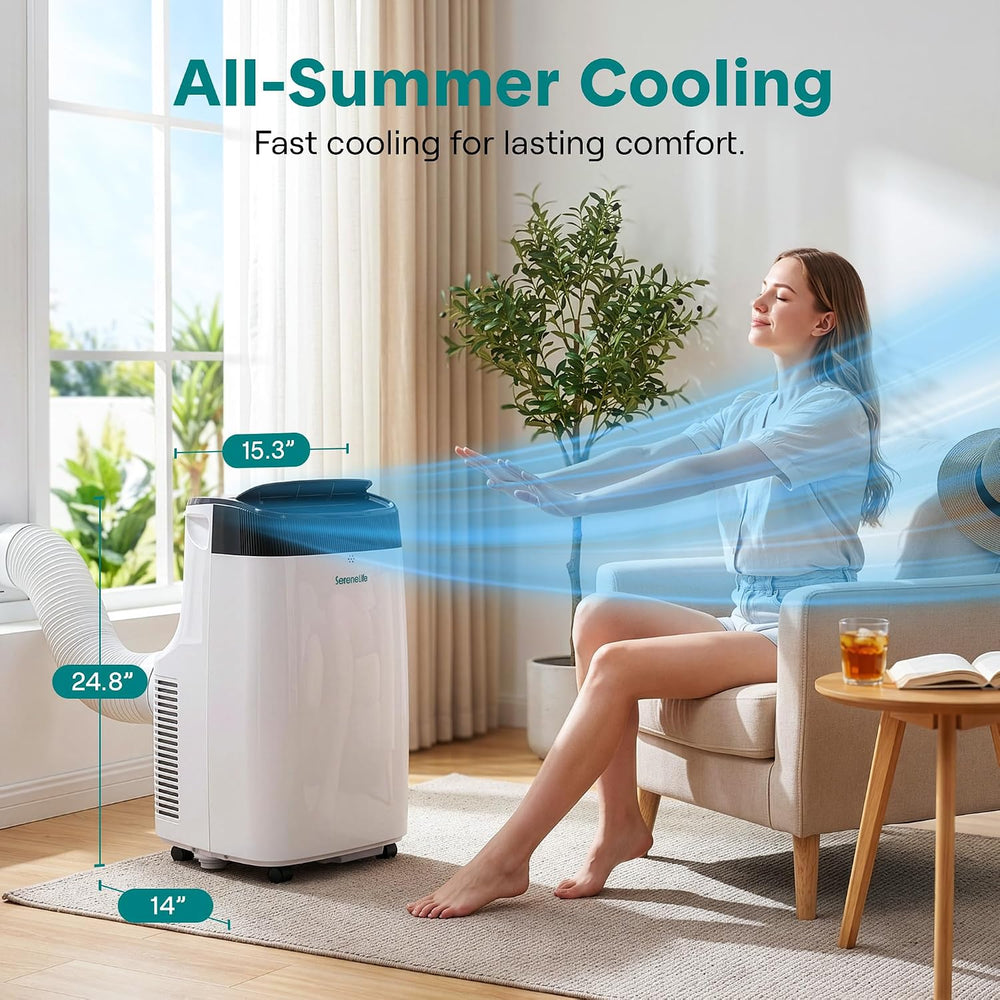 SereneLife Small Air Conditioner Portable 10,000 BTU with Built-in Dehumidifi...