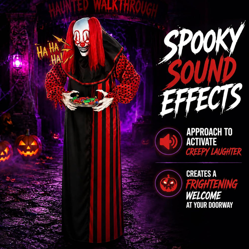 65" Halloween Animatronic Outdoor Decorations, Life Size Talking Clown w...