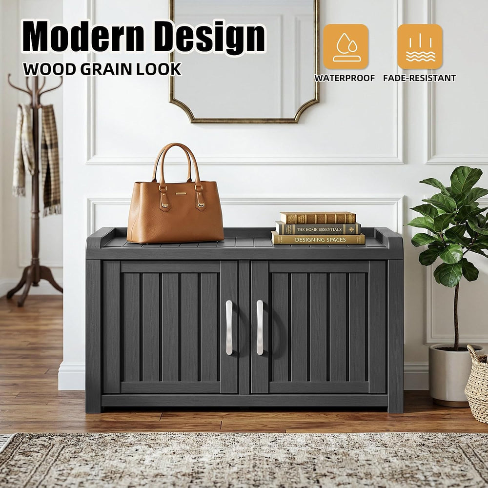EFU Shoe Bench with Storage, Shoe Cabinet Waterproof, Storage Bench Outdoor