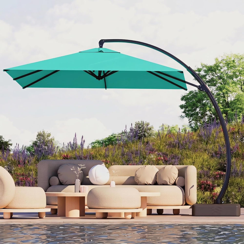 Kingdura 10x10 FT Cantilever Patio Umbrella with Base Included, Large Square ...