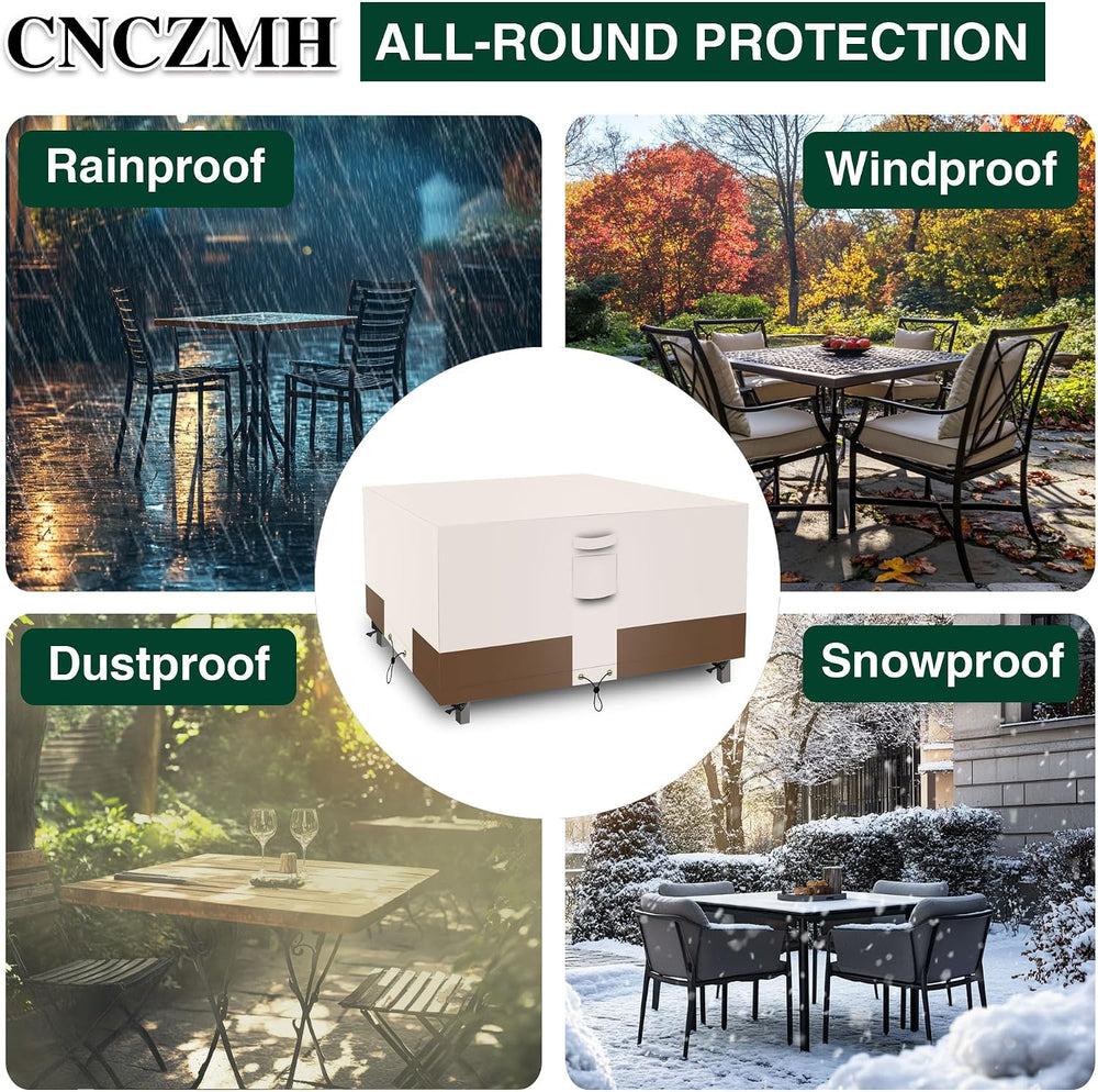 Square Heavy Duty Patio Table Covers Waterproof, 600D Outdoor Dining Table an...