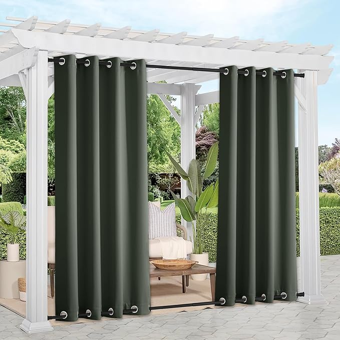 NICETOWN 2 Panels Long Outdoor Curtains Waterproof 108 inch Length for Patio,...
