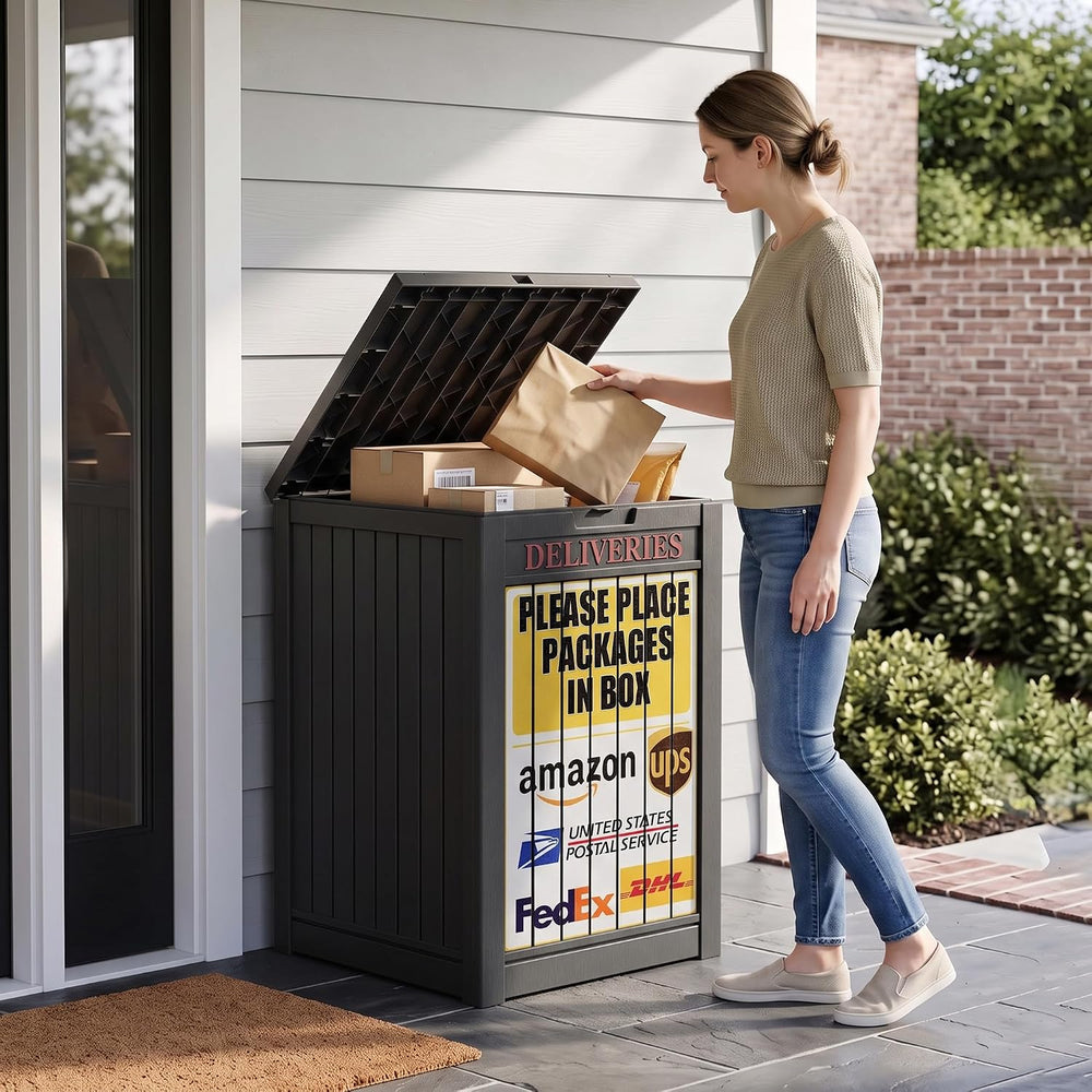 Package Delivery Boxes for Outside, Deck Storage Box Lockable Secure Design