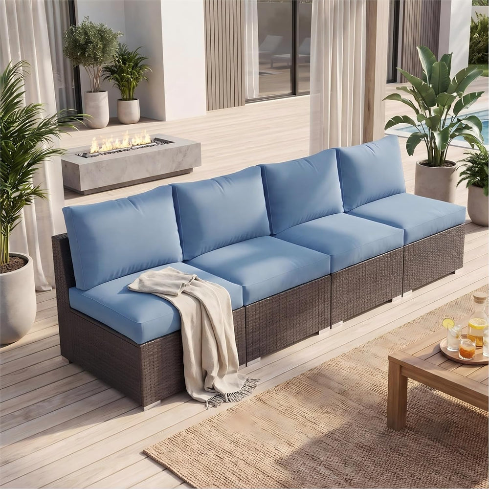 Wisteria Lane Patio Furniture Set for All Wheather, 4 Pieces Armless Wicker O...