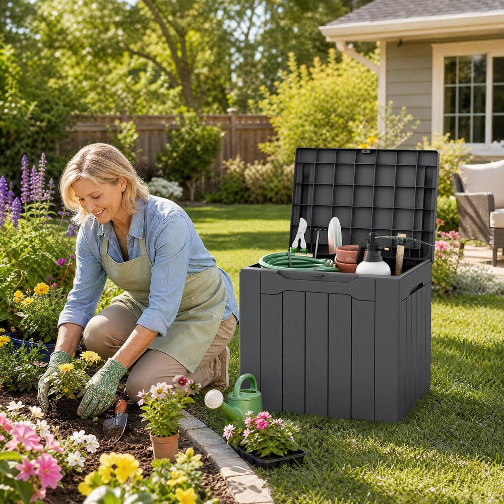 Flamaker Deck Box 31 Gallon Waterproof Resin Small Storage Box with Lid
