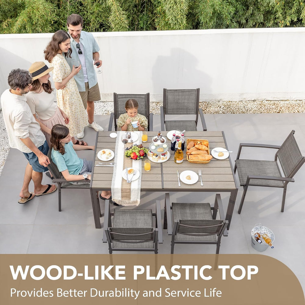 Devoko Patio Dining Set 7 Pieces Metal Outdoor Furniture (Grey)