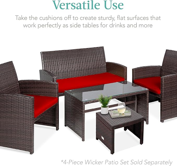 Best Choice Products Set of 2 Wicker Ottomans, Multipurpose Outdoor Furniture...