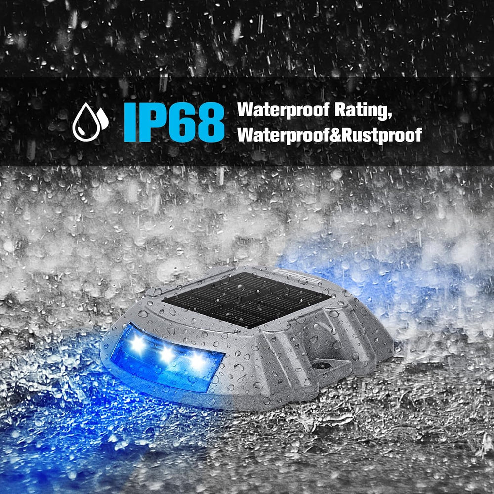 VOLISUN Solar Deck Driveway Dock Lights,Solar Pathway Lights,Blue 4 Pack