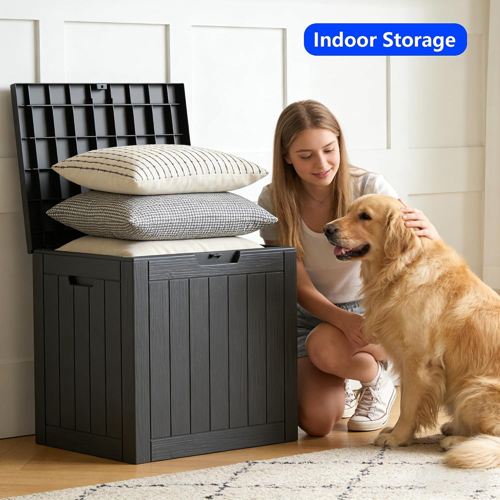 35 Gallon Resin Deck Box All Weather Outdoor Storage Box for Patio Furniture,...