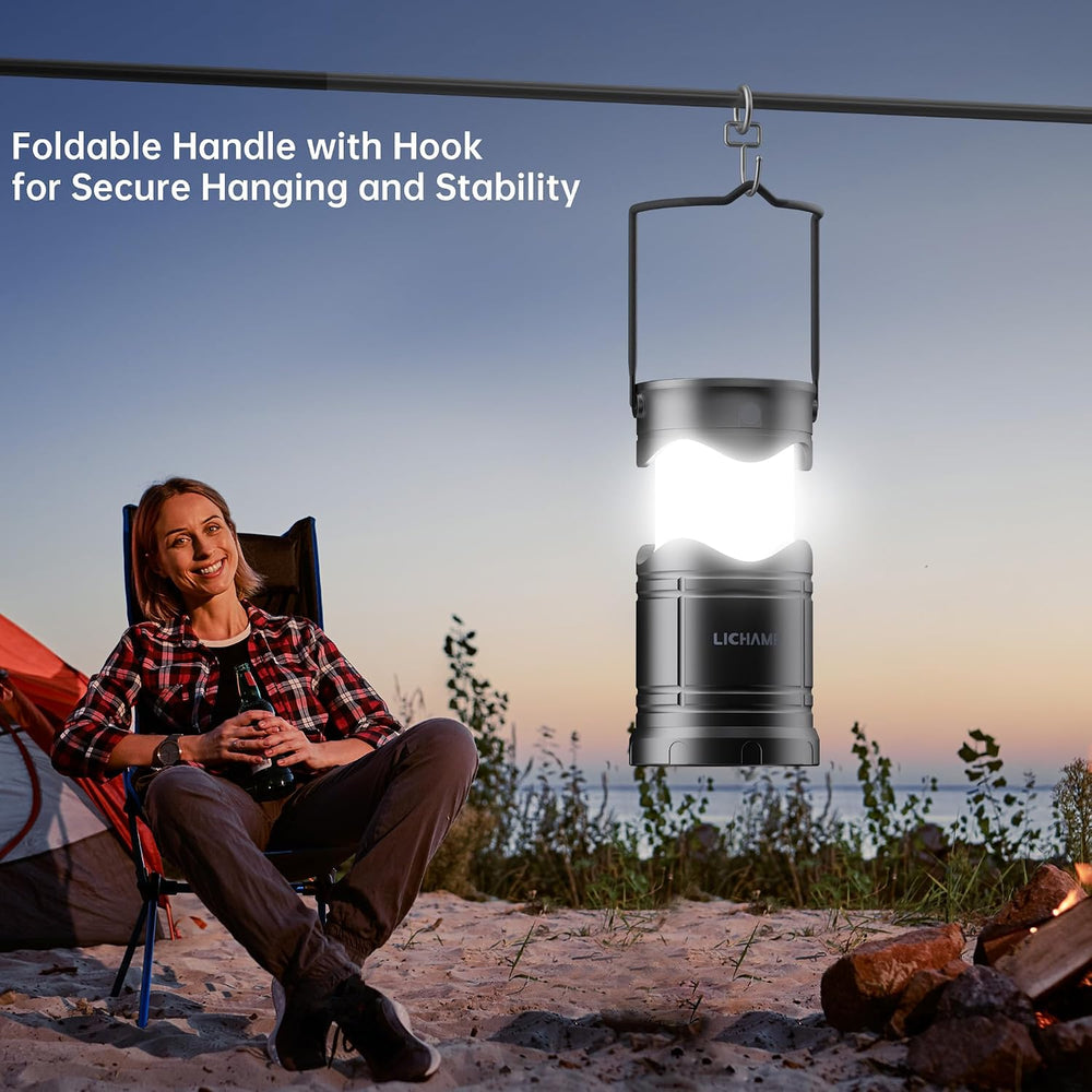 Lichamp 1-Pack Solar Camping Lantern, USB Rechargeable LED Lanterns
