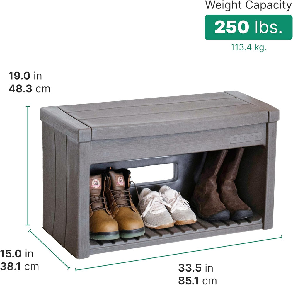 Step2 Lakewood Boot Bench, Functional Entryway Rack, Shoe Organizer Utility B...