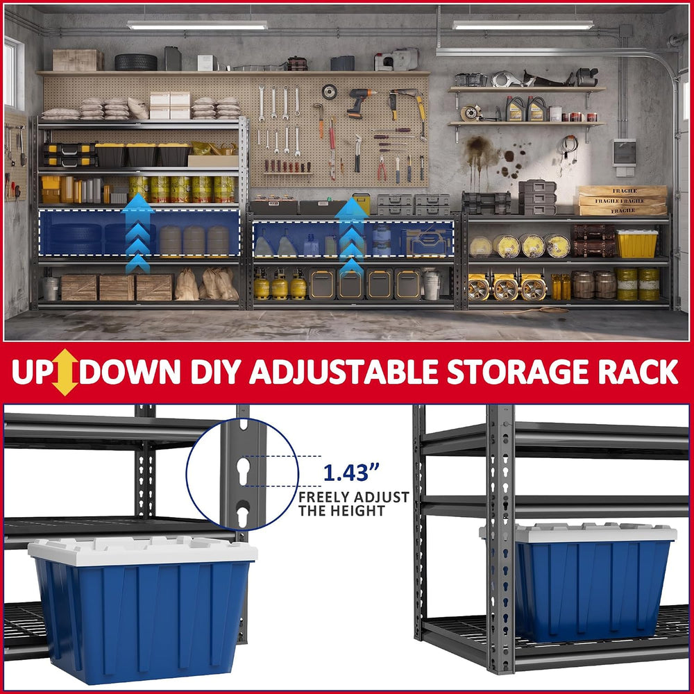 Heavy Duty Garage Storage Shelving, 5-Tier Adjustable Metal Shelving Unit, 30...