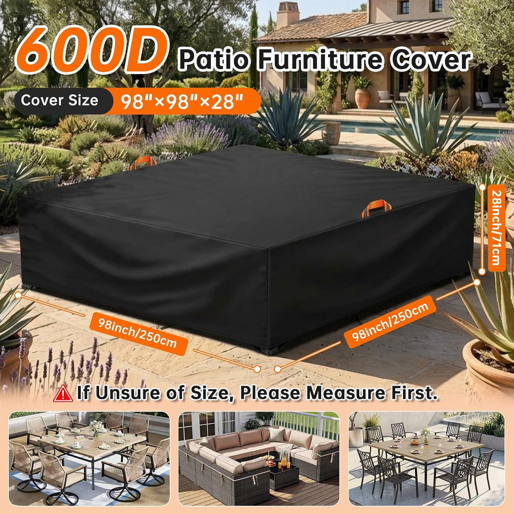 Patio Furniture Cover Waterproof for Winter - 98"Lx98"Wx28"H,S...