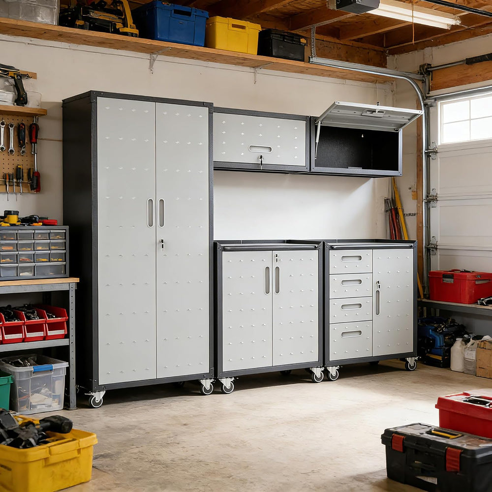 Garage Cabinet System | Heavy Duty Steel All-in-One Modular Garage Cabinet Se...
