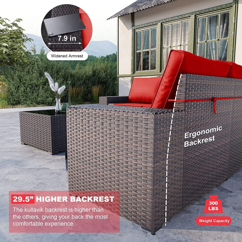 Kullavik 12 Piece Patio Furniture Set, Outdoor Wicker Sectional Sofa
