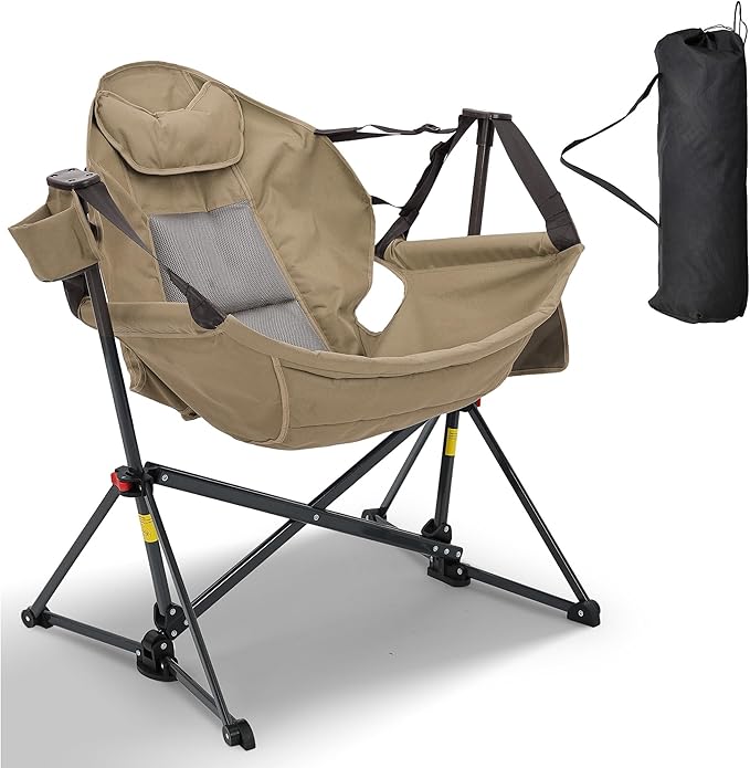 Ainfox Hammock Camping Chair, Foldable Portable Rocking Chairs for Adults Out...