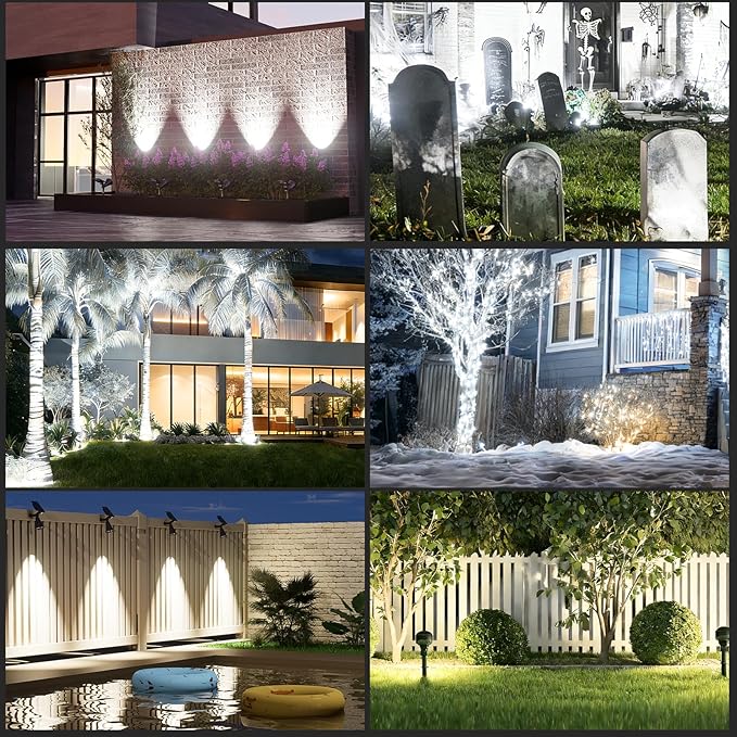 T-SUN Solar Spotlights, 4 LED Solar Powered Landscape Spotlights Waterproof O...
