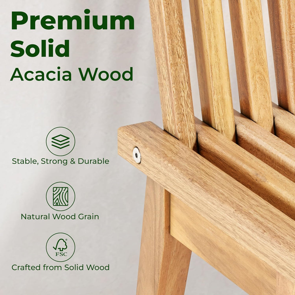 Melino Wooden Bench Outdoor 47" Convertible Acacia Wood Bench, Solid Woo...