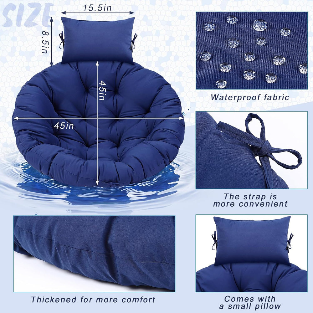 Tudomro Navy Blue 45x45" Egg Chair Waterproof Cushions Basket Replacement