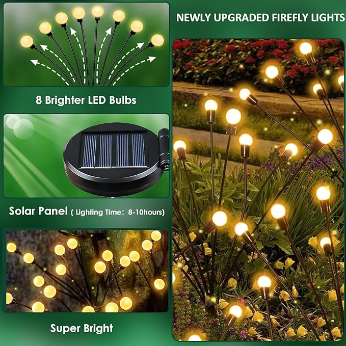 6-Pack Garden Solar Lights, 48 LED Solar Lights Outdoor for Garden Decor, Wat...