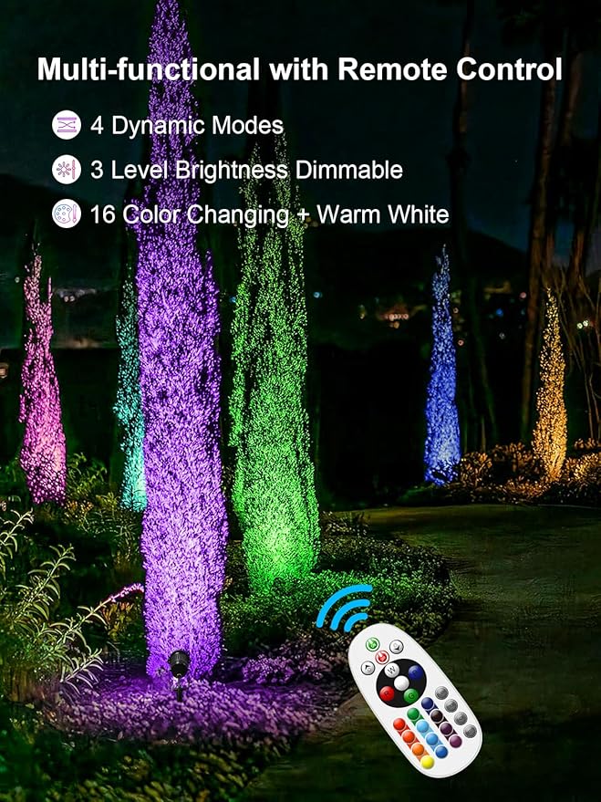 ZUCKEO All-in-One RGBW Landscape Lighting Kit, 5W Color Changing Low Voltage ...