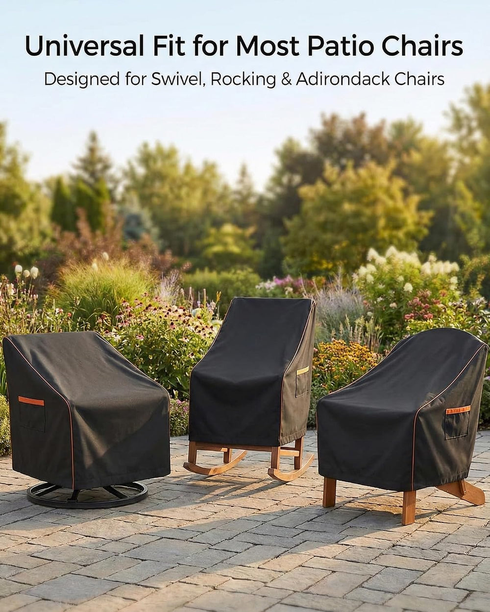 Patio Chair Covers Waterproof 2 Pack, 600D Oxford, 30W x 34D x 36H, Black