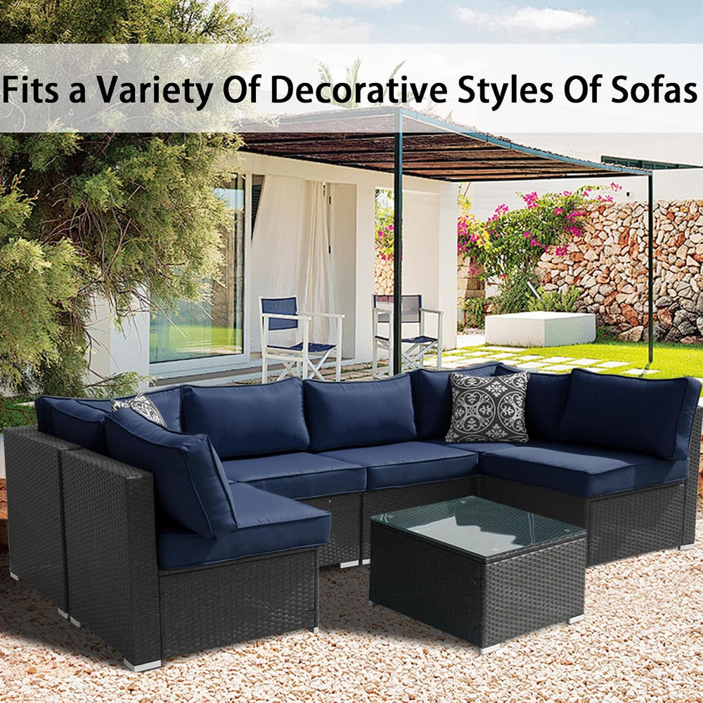 14Pieces Patio Cushion Covers Replacement Outdoor Couch Covers Splashproof UV...