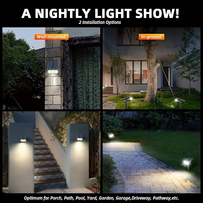 Solar Lights Outdoor Waterproof Landscape Lights, 40 LEDs Solar Spot Lights O...