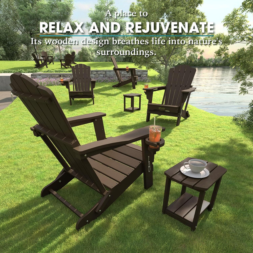 THOEOE Folding Adirondack Chair Set of 4, HDPE Fire Pit Chair Set of 4