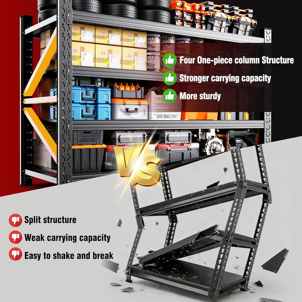 69" W Heavy Duty Metal Garage Shelving, 4-Tier Adjustable Storage Shelve...