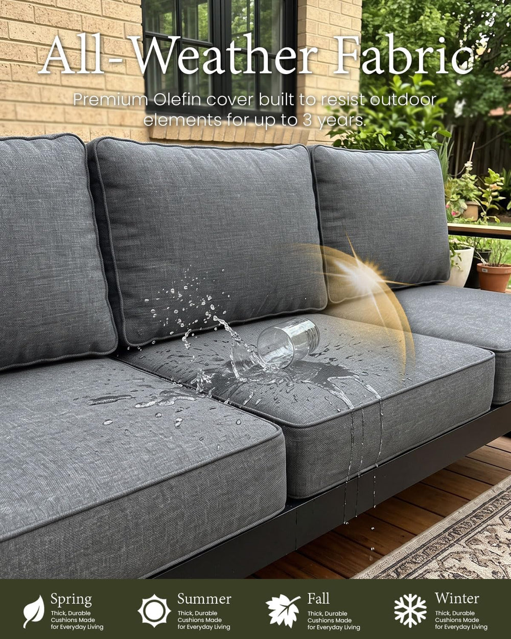 LayinSun 5 Piece Aluminum Outdoor Furniture Set with Coffee Table