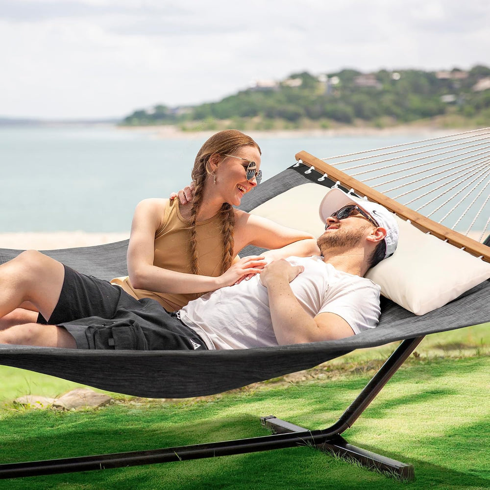 SUNCREAT Hammocks for Outside with Stand, 450 lbs Capacity, Dark Gray