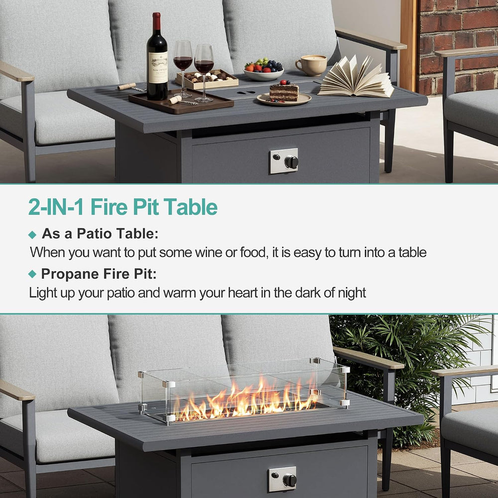 Aluminum Outdoor Patio Furniture Set with Swivel Rocking Chairs