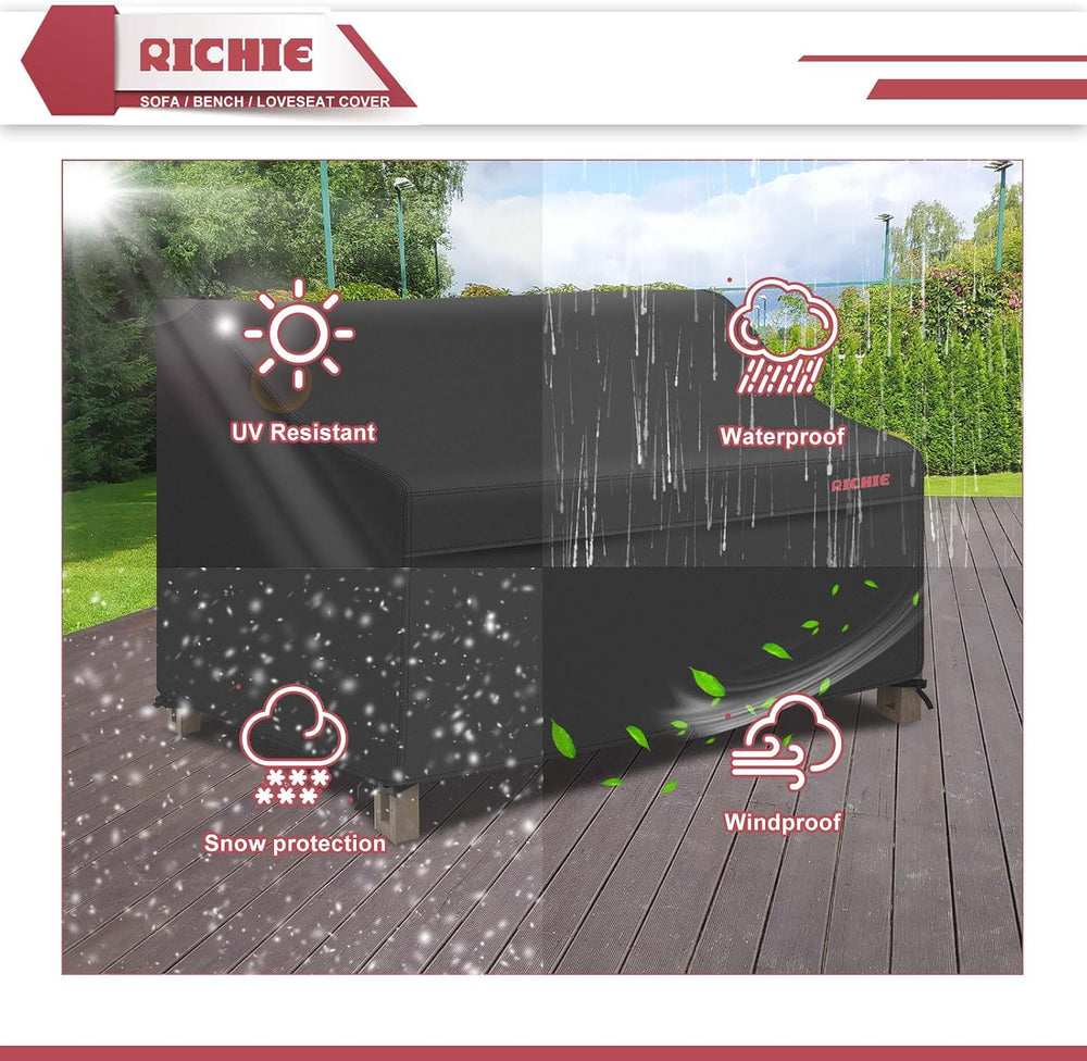 RICHIE Waterproof Patio Sofa Cover 3-Seater - Outdoor Furniture Covers for Lo...