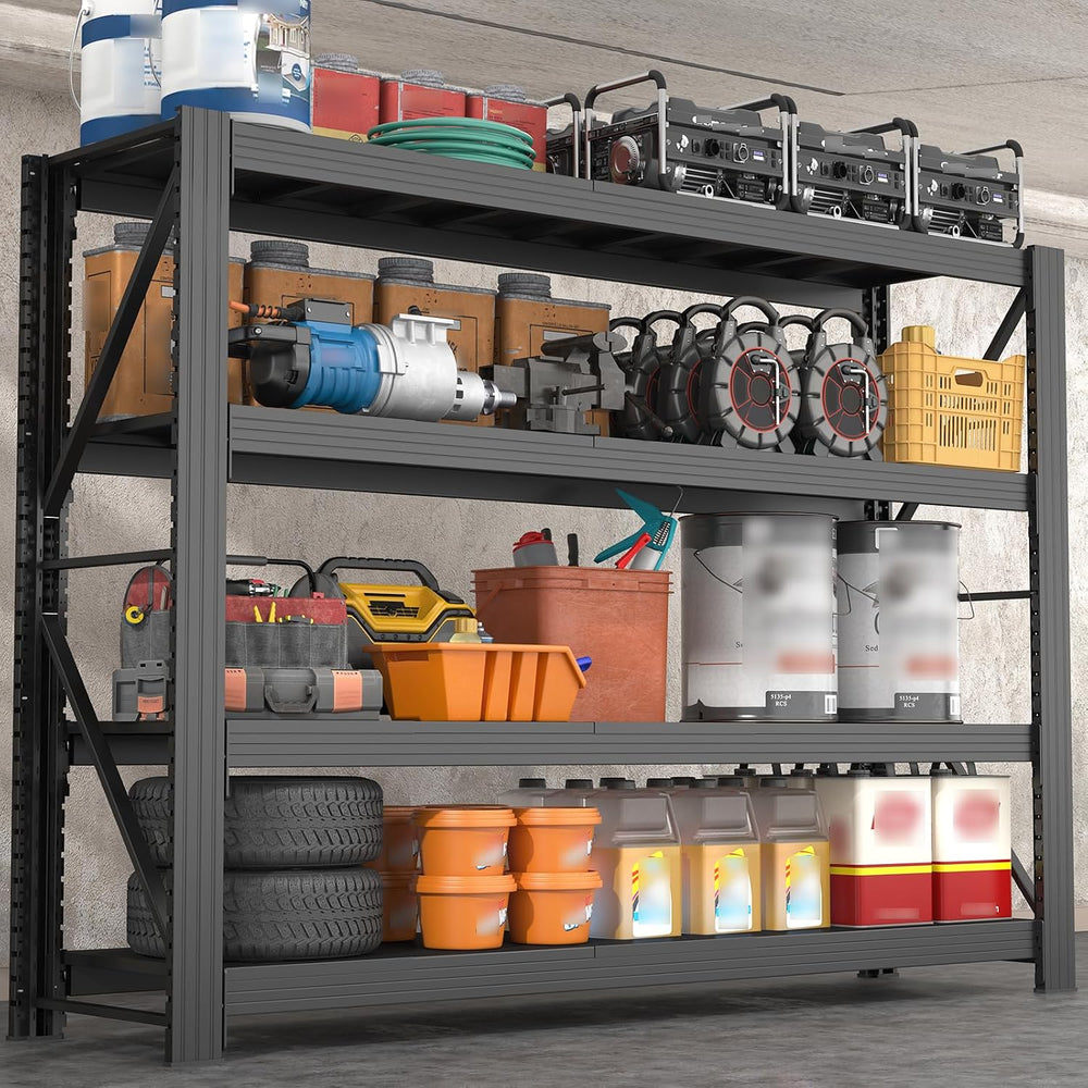 Heavy Duty Garage Shelving, 5000 LBS Metal Shelving Unit, Black Steel