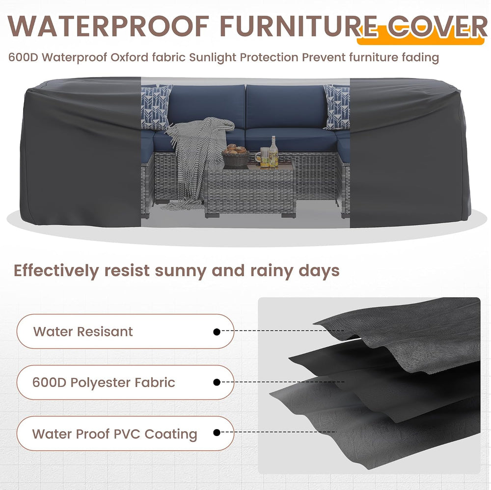 UDPATIO Patio Furniture Set with 44'' Fire Pit Table, 8 PCS Outdoor S...