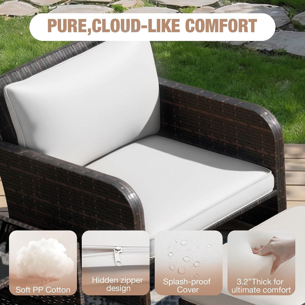 LEVELEVE Patio Conversation Set 5 Piece, Balcony Furniture Outdoor PE Rattan ...