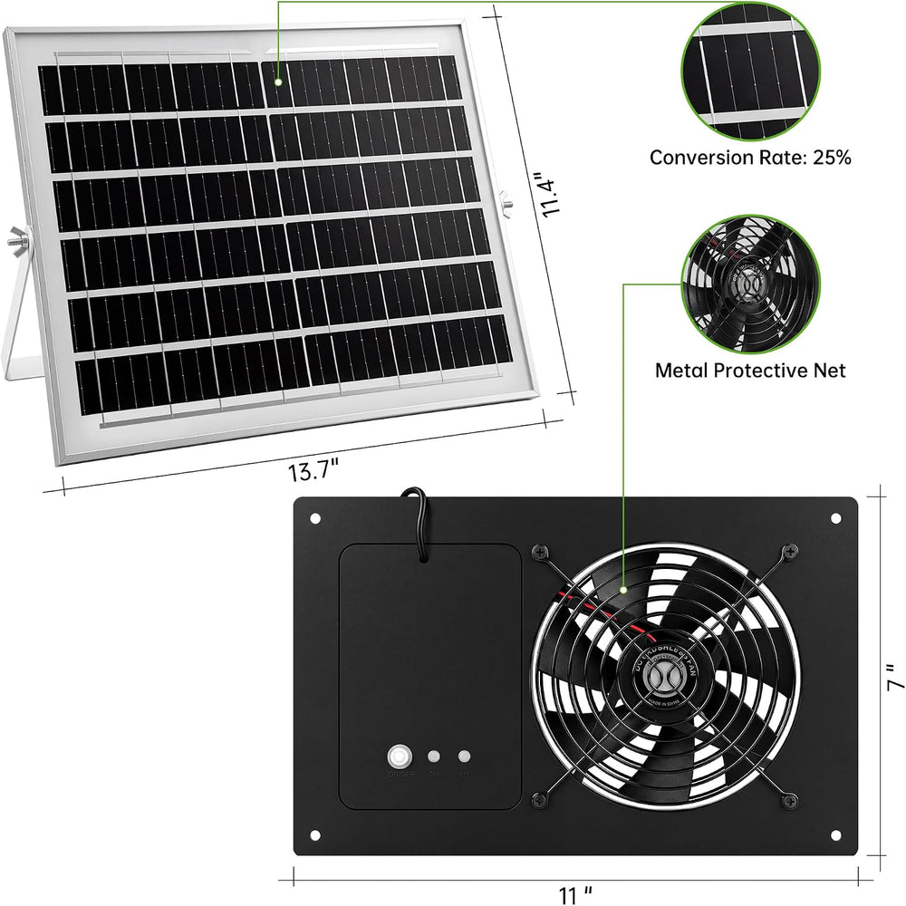 ropelux Solar Exhaust Fans with 24/7 Operation and 2 Timers, Single Fan