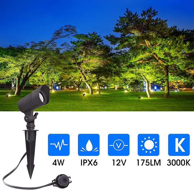 E ENERGETIC LIGHTING LED Landscape Lights with Connectors, 12V Low Voltage, W...