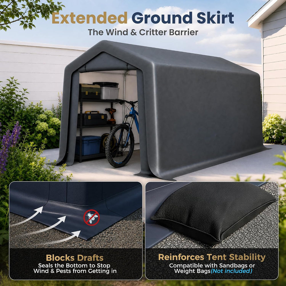 PHI VILLA Storage Tents,8x12ft Portable Carports Motorcycle Sheds Garage